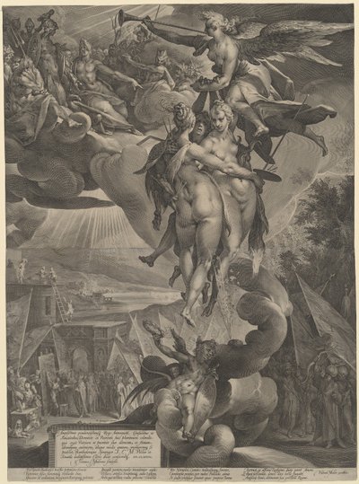 Apoteóza umění od Jan Muller, after Bartholomaeus Spranger