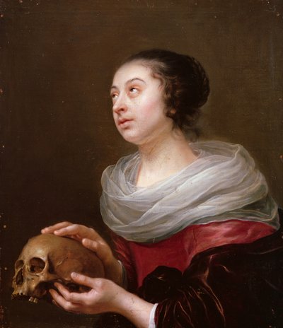 Mladá žena držící lebku, 1640s od Jan Olis