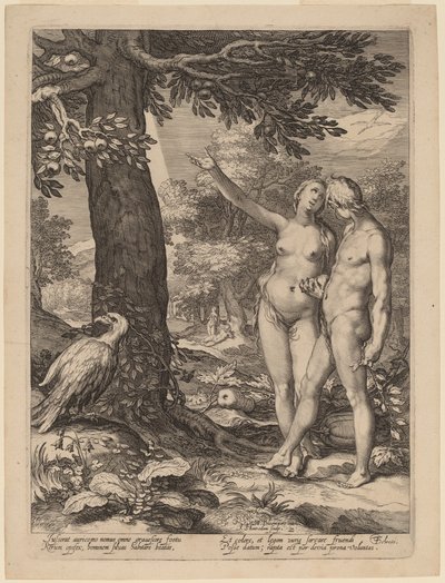 Adam a Eva před stromem poznání od Jan Pietersz Saenredam after Abraham Bloemaert