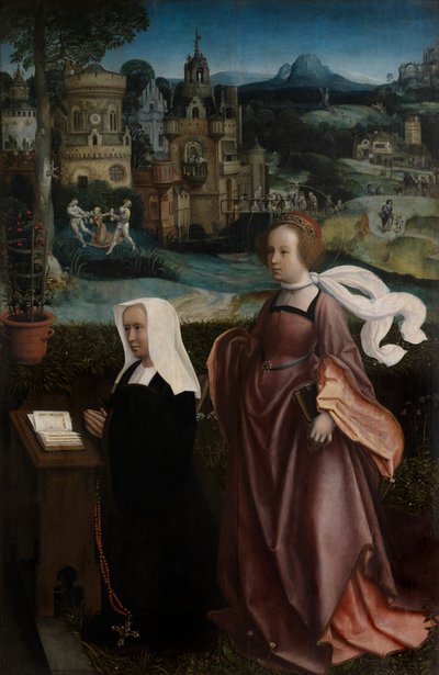 Detail dárce se svatým Mikulášem a dárcovou ženou se svatým Godelivou, kolem 1515-21 (olej na panelu) od Jan Provoost