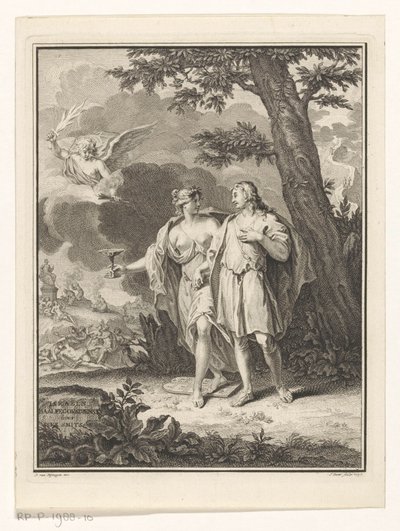 Chtíč svádí mladého muže Titulní strana pro: Dirk Smits, Israëls Baalfegorsdienst nebo Potrestaný chtíč, 1737 od Jan Punt