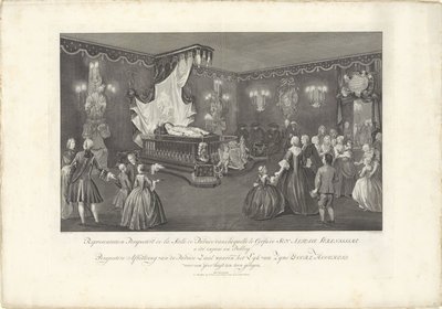 Pokoj s majestátem prince Viléma IV., 1751 Reprezentace Perspective de la Salle de Parade (...) Perspektivní obrázek Parade Hall, ve kterém Lyk van Zyne Doorl. Výsost pro yder byla vystavena (název na objektu) W plovoucí lože od Jan Punt