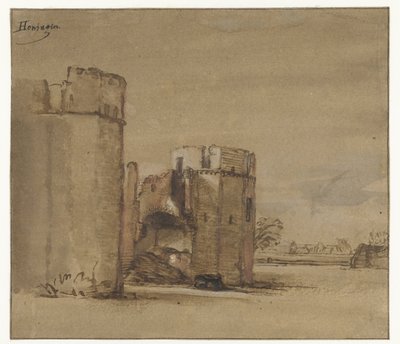 Pohled na hrad Honingen poblíž Rotterdamu od Jan Ruyscher (attributed to)