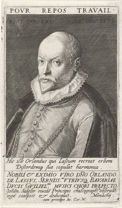 Portrét skladatele Orlanda di Lasso 1532-1594, 1593 od Jan Sadeler