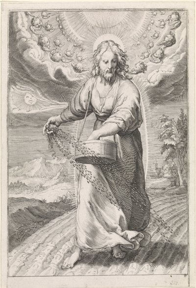 Kristus jako rozsévač Podobenství o plevelu mezi obilím (název série) od Jan Saenredam (attributed to)