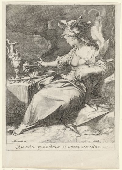 Alegorie op de vergankelijkheid (Marnost) Marnost, marnost a všechna marnost (název na předmětu) od Jan Saenredam