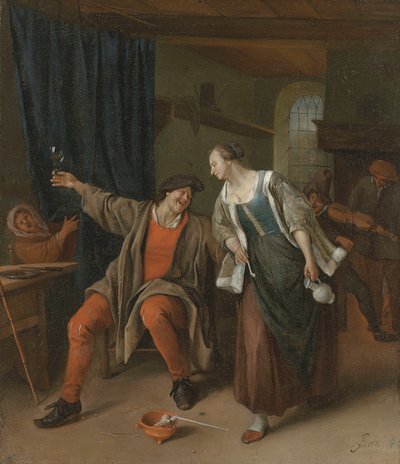 Selský pár se baví v hostinci od Jan Steen
