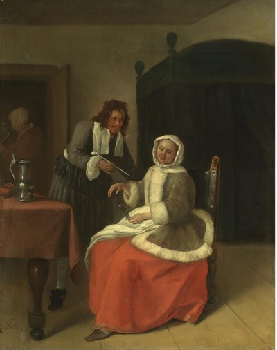Milenci u vína od Jan Steen