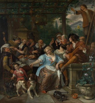 Veselá společnost na terase, ca. 1670. od Jan Havickszoon Steen