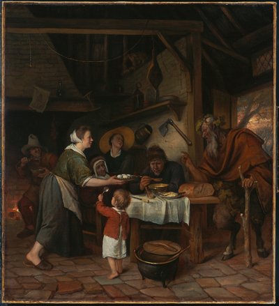 Satyr a rolnická rodina od Jan Steen