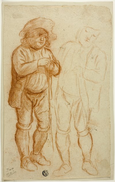 Dvě skici stojícího muže opírajícího se o hůl od Jan Steen