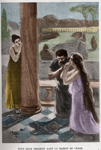 Oba se modlili v Cesarově domě (kapitola VIII) ilustrace JANA STYKY (1858-1925) za román Henryka Sienkiewicze „Quo Vadis“. od Jan Styka
