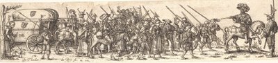 Víra vojáků, vpředu důstojník na koni od Jan Theodor de Bry