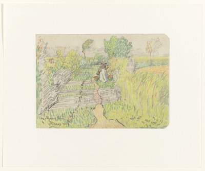 Selka s jhem s kbelíky mléka na ramenou, procházka kukuřičným polem od Jan Toorop