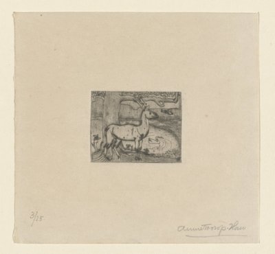 Jelen u stromu před rybníkem Jelen u stromu (původní název) od Jan Toorop