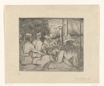 Hudebníci hrající na palubě lodi Hudebníci na palubě (původní název) od Jan Toorop