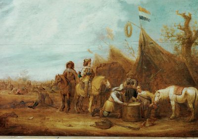 Halte de cavaliers (olej na dřevě) od Jan Van Der Stoffe