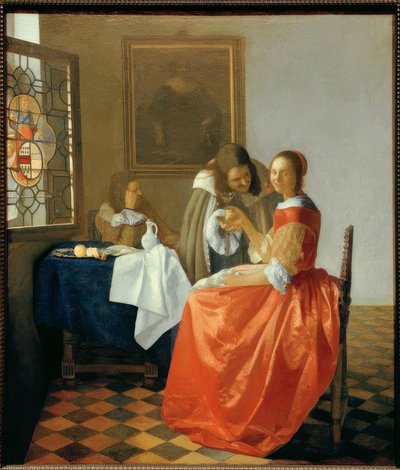 Dívka se sklenkou vína od Jan Vermeer van Delft
