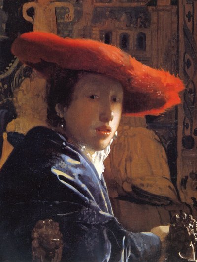 Dívka s červeným kloboukem, kolem 1665 od Jan Vermeer van Delft