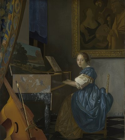 Mladá žena sedící u panenského. Kolem 1670-72 od Jan Vermeer van Delft