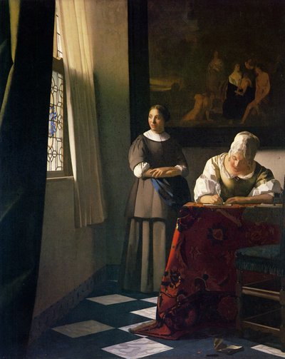 Dáma píše dopis se svou služebnou od Jan Vermeer van Delft