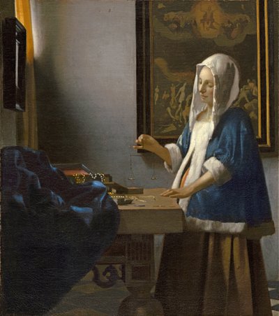 Žena drží rovnováhu od Jan Vermeer van Delft