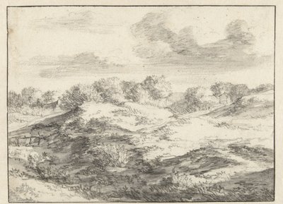 Duna Landscape, s chatou v dálce od Jan Vermeer van Haarlem (I) (attributed to)