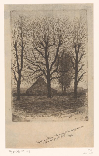 Farma mezi vysokými stromy, Ewijkshoeve od Jan Veth (signed by artist)