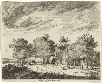Krajina napůl přerostlá Vážení do poloviny Overveen (nadpis na předmětu) Krajiny oblasti Haarlem (název série) Gesigten mimo Haarlem, hotovo. J.V.V. (název série na objektu) od Jan Vincentsz. van der Vinne