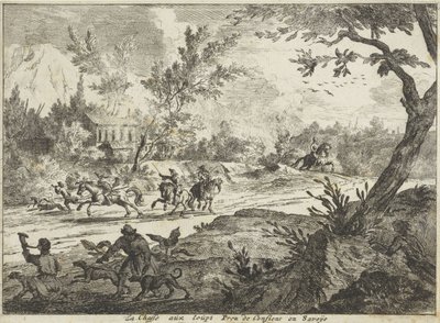 Lov vlků v Conflans, Savoie La Chasse aux Loups Prez de Conflans en Savoije (název na objektu) Faces in Savoie (název série) od Jan Vincentsz. van der Vinne