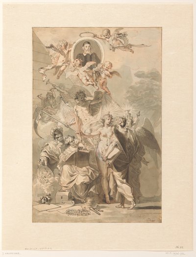 Design Frontispiece pro Edwarda Simsona, Chronicon Catholicon od Jan Wandelaar