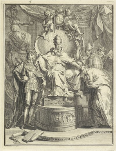 Na trůnu Adrian VI Název stránky: Burmann, Kasper. Hadrianus VI nebo anlecta historia de Hadrianus šestý římský papež, 1727 od Jan Wandelaar