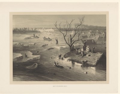 Protržení hráze a zaplavené farmy zaplavit. 1855 (název na objektu) od Jan Weissenbruch