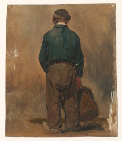 Rybář s košíkem, při pohledu zezadu od Jan Weissenbruch