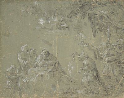 Pokušení svatého Antonína recto, Fantastická krajina verso, ca. 1520. od Jan Wellens de Cock.