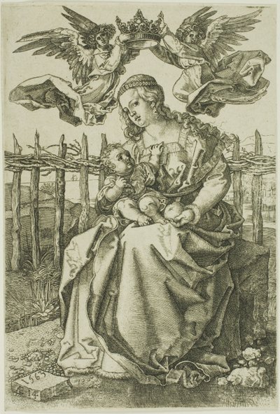 Madonna korunovaná dvěma anděly od Jan Wierix