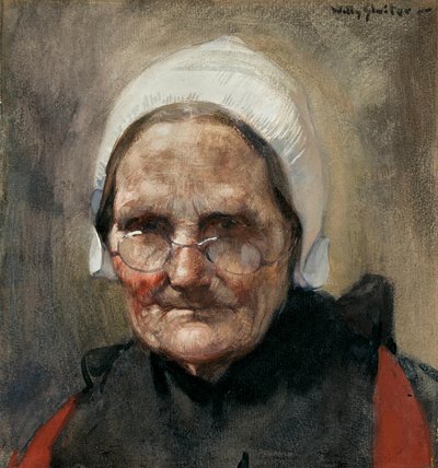 Katwijkse Visvrouw, nebo Fishwife of Katwijk (akvarel, kvaš a tužka na papíře) od Jan Willem Sluiter