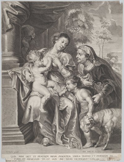Svatá rodina s Alžbětou a dítětem Svatý Jan Křtitel, Panna kojící nemluvně Krista, kolem 1635-42 od Jan Witdoek