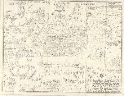 Obléhání a dobytí Deventeru, 1578 Waerafftighe afconterfeitinge der loeflike Keyser zdarma Anze Stadt Deventer V jakém ghestaltu to je Belgert onde Beschaten Ao. 1578 (název na objektu) od Jan de Lange (II) (signed by artist)