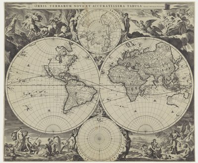 Wereldkaart Nová a přesná mapa světa (název na objektu) od Jan de Visscher