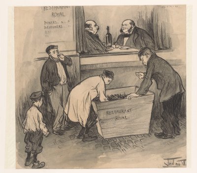 Před restaurací Royal - Haag, únor 1896 (název na objektu) od Jan de Waardt (signed by artist)