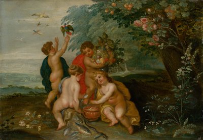 Alegorie čtyř živlů, cca 1610 (olej na dřevě) od Jan the Elder Brueghel