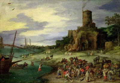 Rybáři na pobřeží od Jan the Elder Brueghel