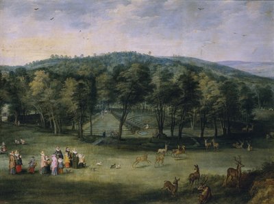 Infanta Isabella Clara Eugenia ze Španělska v Parc de Mariemont, první třetina 17. století. od Jan the Elder Brueghel