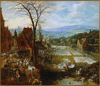 Tržnice a prádelna (malba na plátně) od Jan the Elder Brueghel