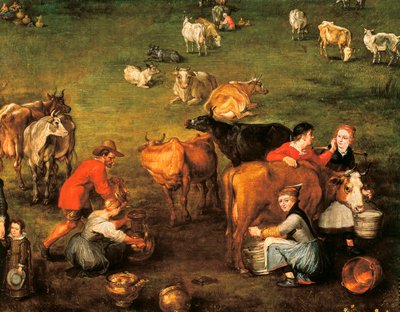 "Život rolníků", detail obrazu Jana Bruegela od Jan the Elder Brueghel