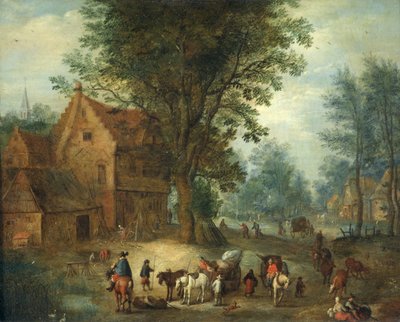 Village Scene, cca 1640-60 (olej na mědi) od Jan the Elder Brueghel
