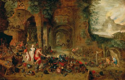 Venuše ve Vulkánově kovárně od Jan the Younger (workshop) Brueghel
