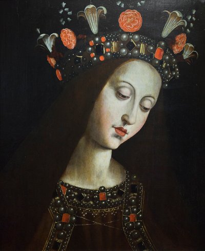 Korunovaná panna, podle Huberta a Jana van Eycka (olej na dřevě) od Jan van (after) Eyck