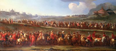 Turecká karavana mimo Konstantinopol (olej na plátně) od Jan van (attr. to) Huchtenburgh